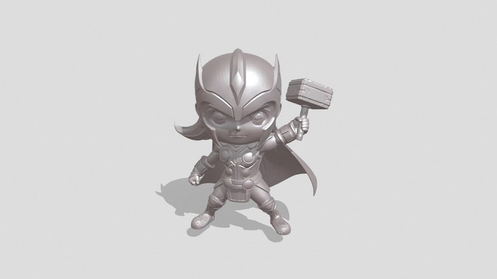 Chibi style Thor 3D Model