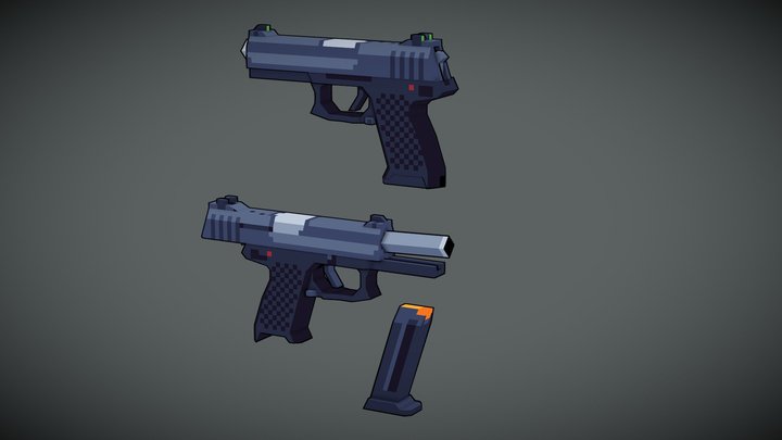 Pixel Pistol 23 3D Model