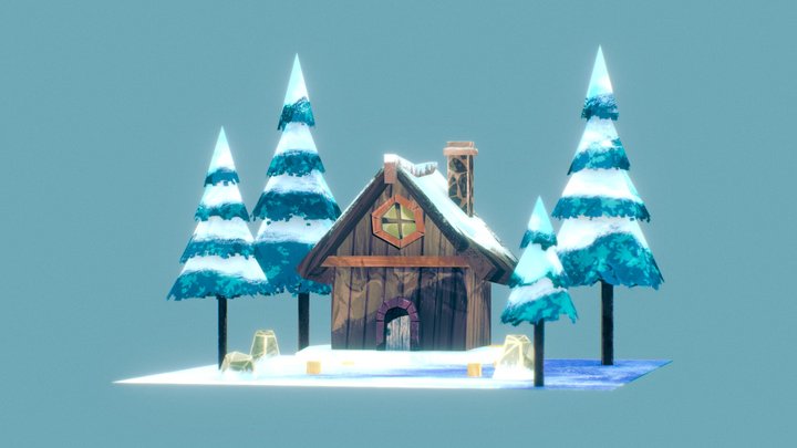 Winter Cabin 3D Model