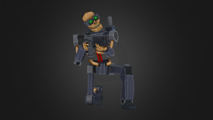 Low Poly Skeleton Cyborg 3D Model