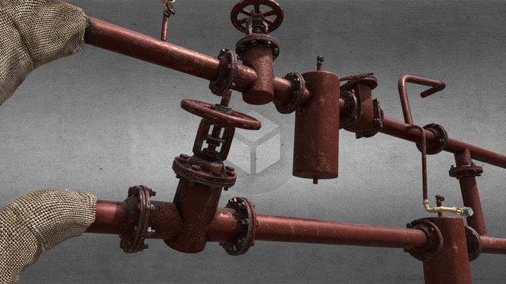 Rusty water pipes 3D Model