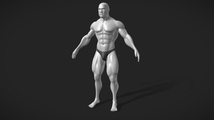 Base Mesh - Human Body - Muscular Male 3D Model