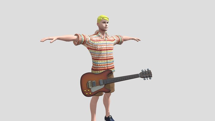 Animated_musical_trem_playing_guitar_loop 3D Model