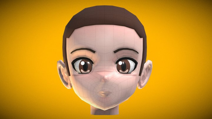 Anime Boy Head Type B (+60 Facial Morphs) 3D Model