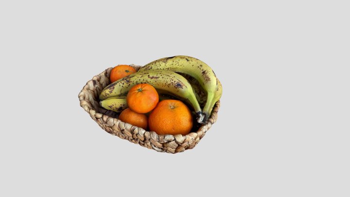 Fruits in Basket 3D Model