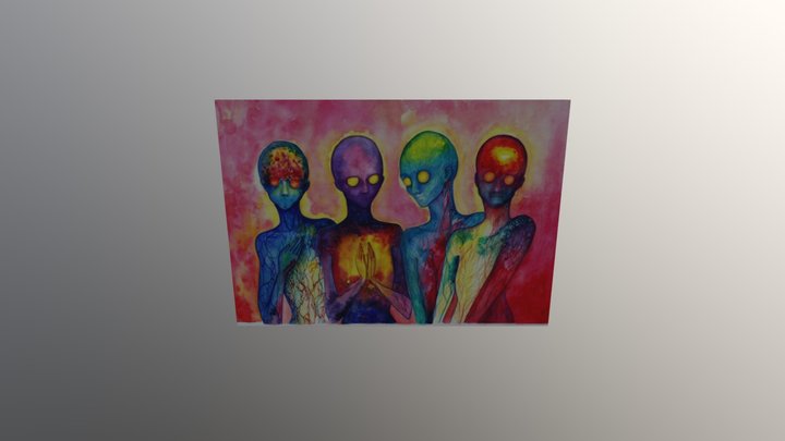 Psychedlic Aliens Painting 3D Model