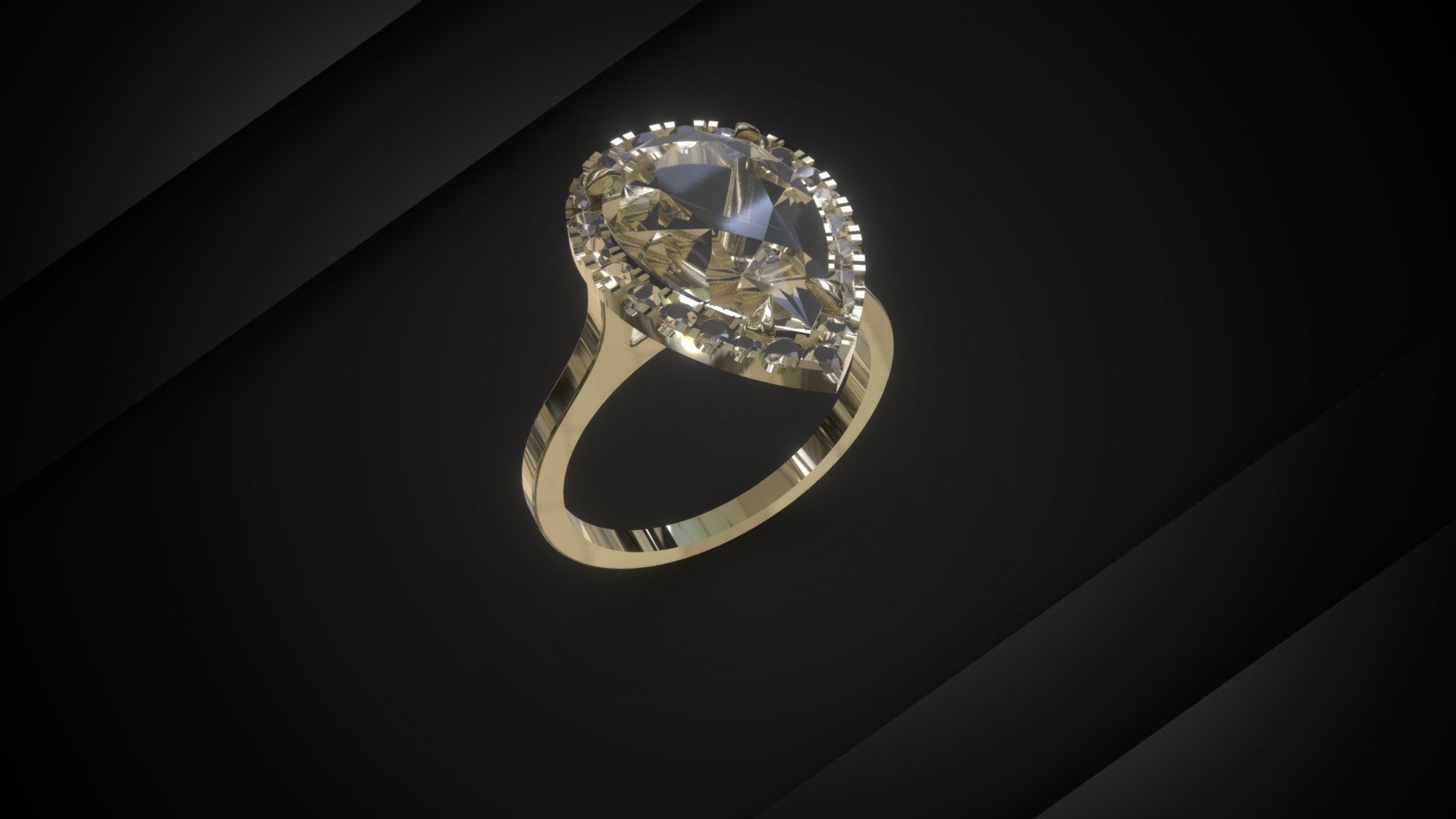 Engagement Ring Pear Shape Halo Custom Setting - 3D model by Luis Rocha ...