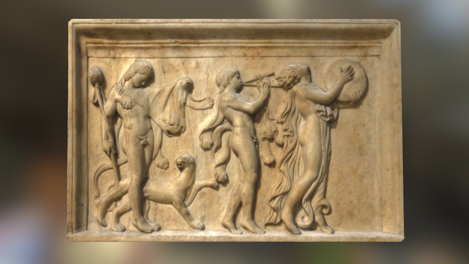 A maenad and two satyrs in a Bacchic procession. - 3D model by Thomas ...