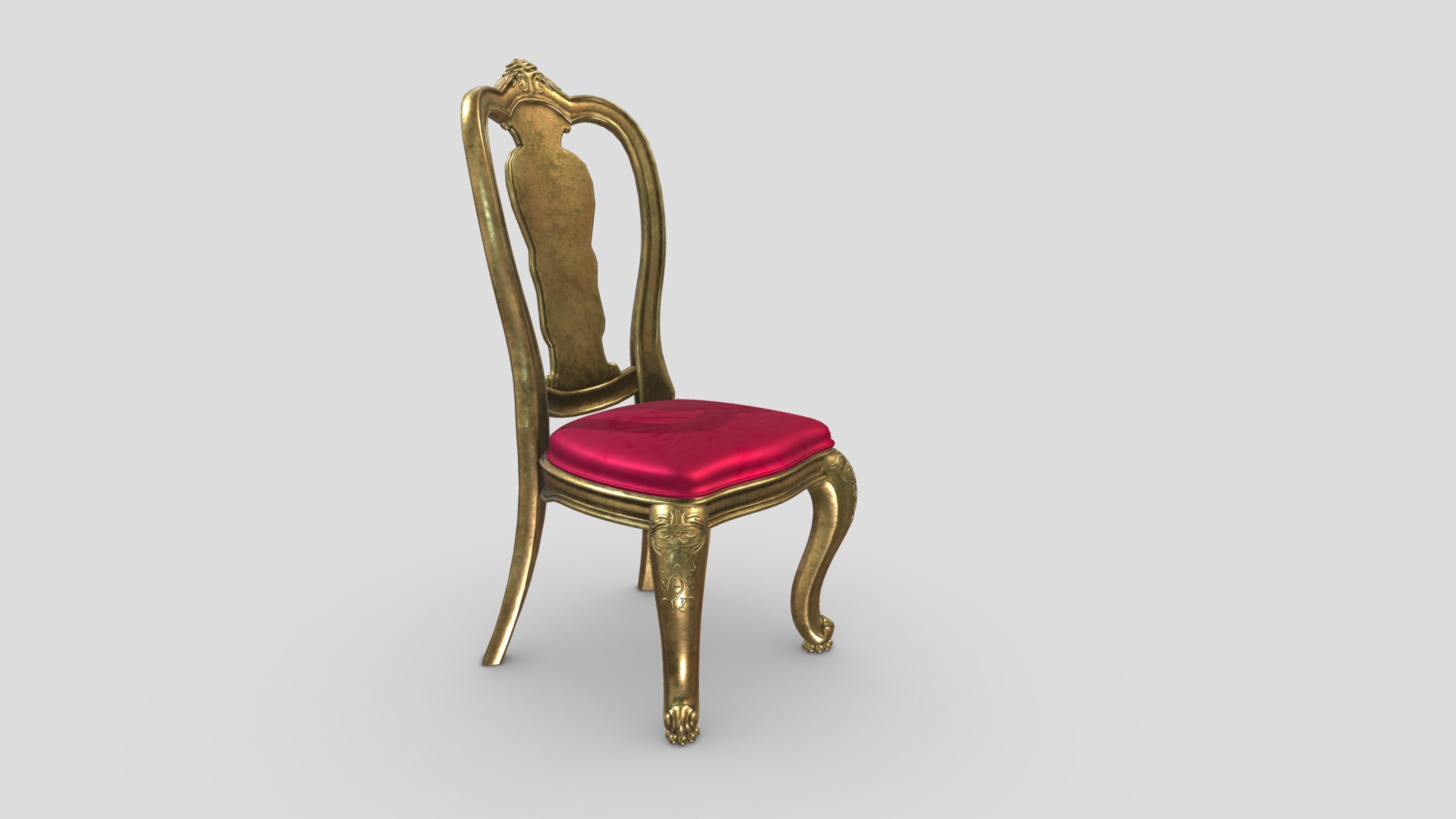 3D model Antique Chair 05 - This is a 3D model of the Antique Chair 05. The 3D model is about a chair with a cushion.