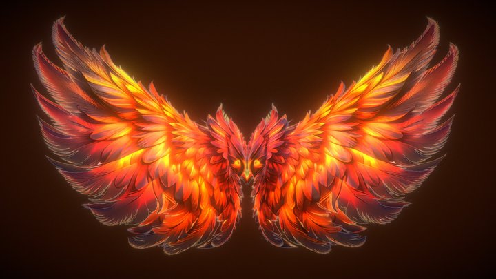Low Poly Animated Phoenix Wings 3D Model