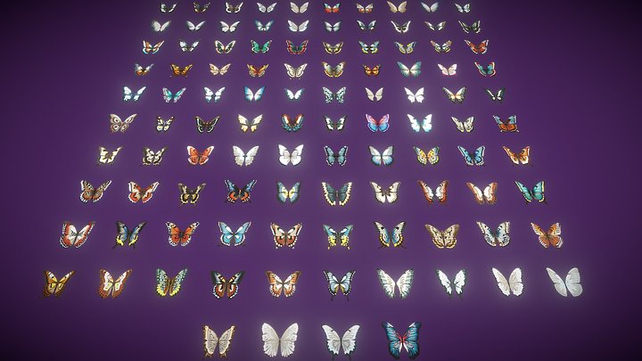 Mega Butterflies Pack 3D Model