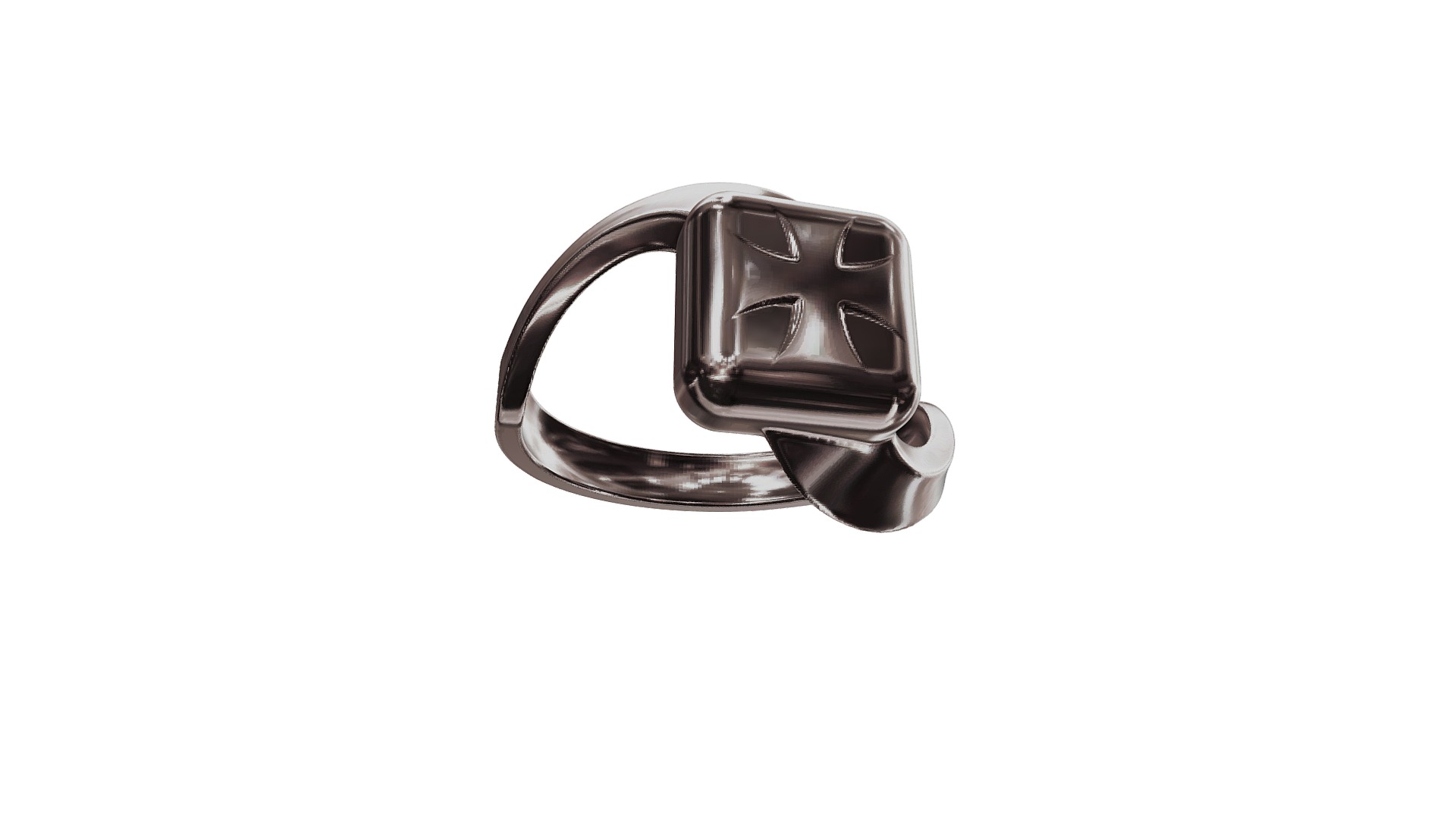 3D model Cube twist ring - This is a 3D model of the Cube twist ring. The 3D model is about a silver ring with a black band.