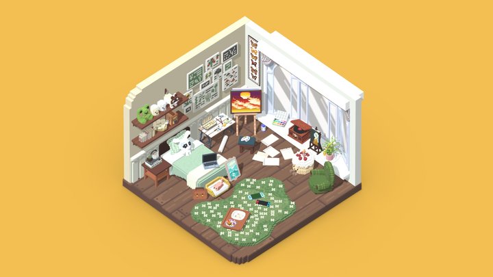 Scandinavian Style Painting Room 3D Model