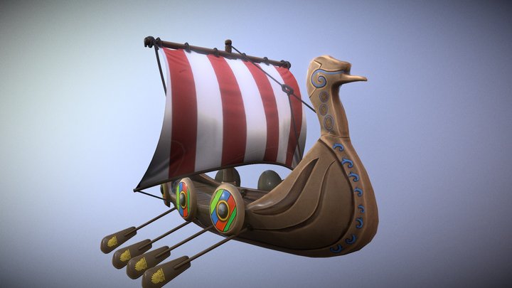 Viking Ship Stylized 3D Model