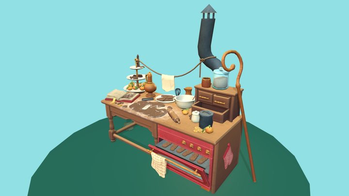 DAE Game Art 1 - Artisans Desk: Holy Pastry Chef 3D Model