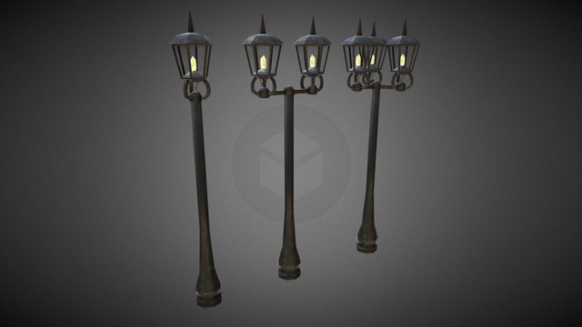 Lamp post set 3D Model