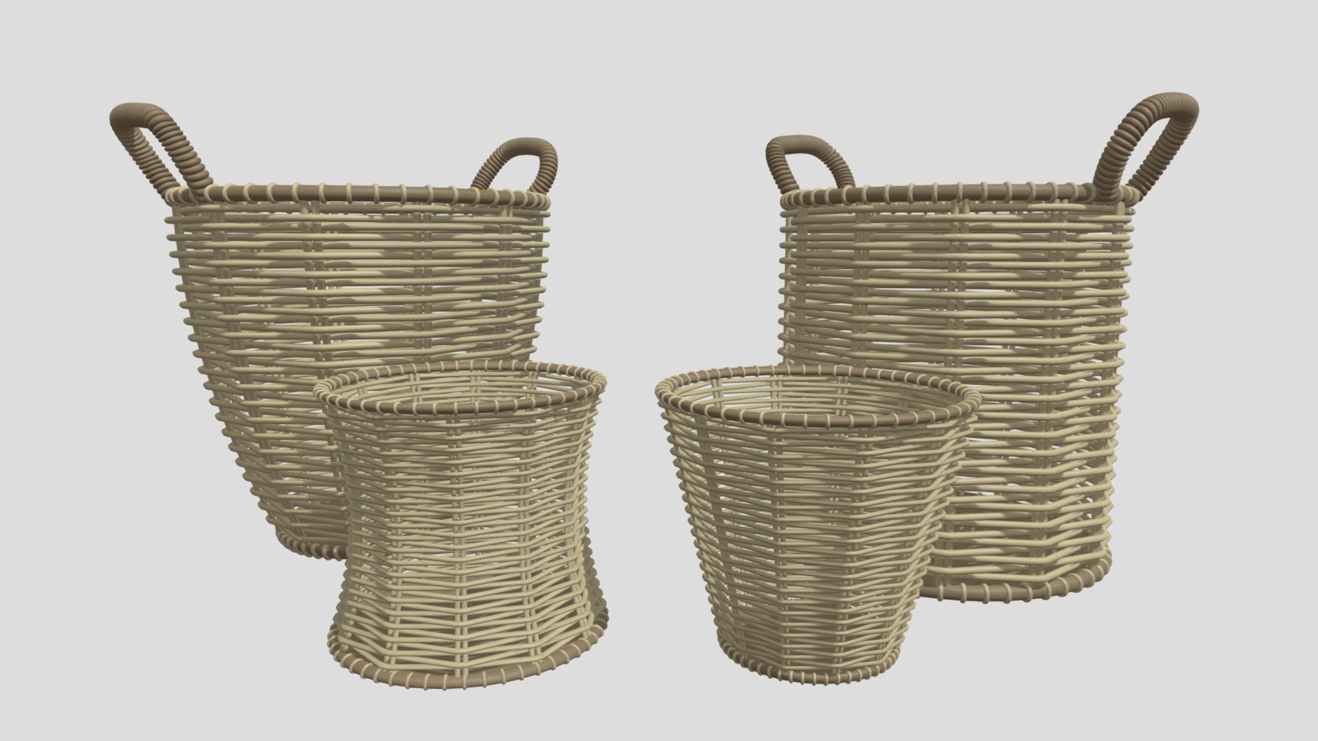 3D model Baskets - This is a 3D model of the Baskets. The 3D model is about a few baskets with handles.