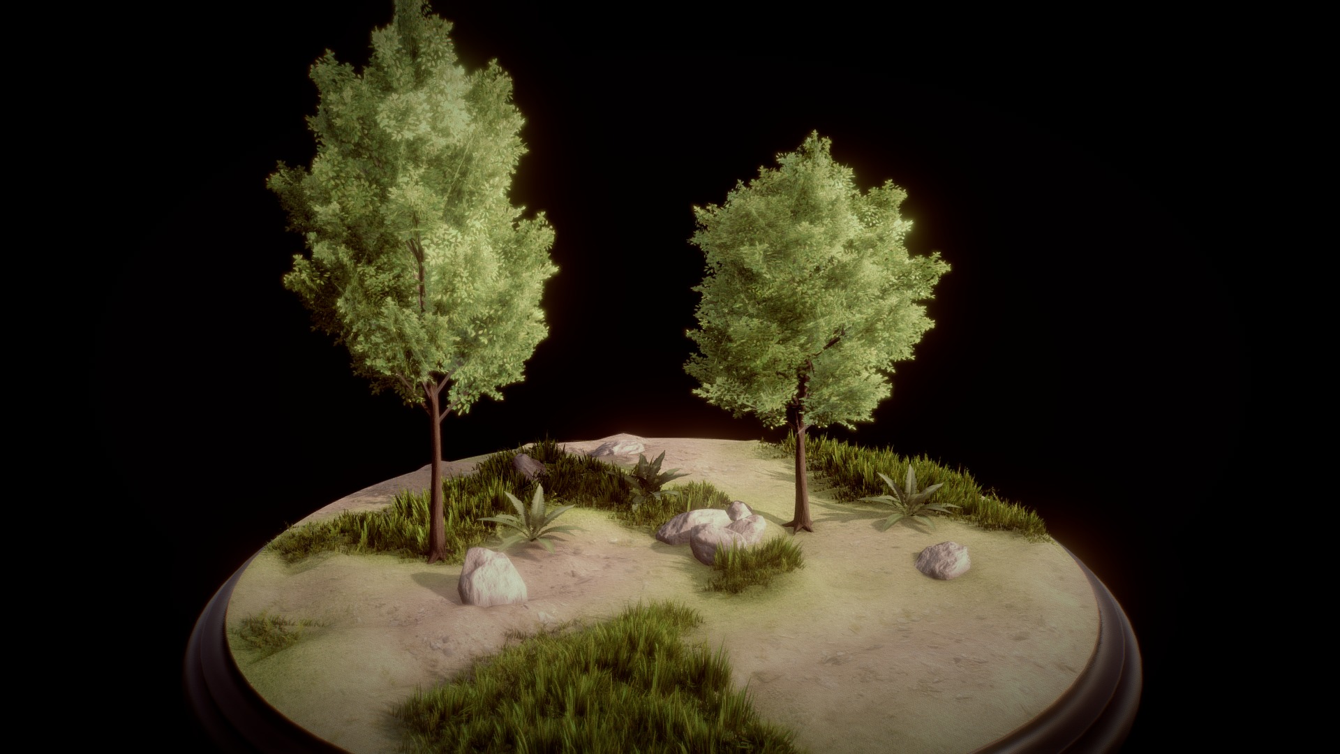 3D model Low Poly diorama - This is a 3D model of the Low Poly diorama. The 3D model is about a dirt path with trees on either side of it.
