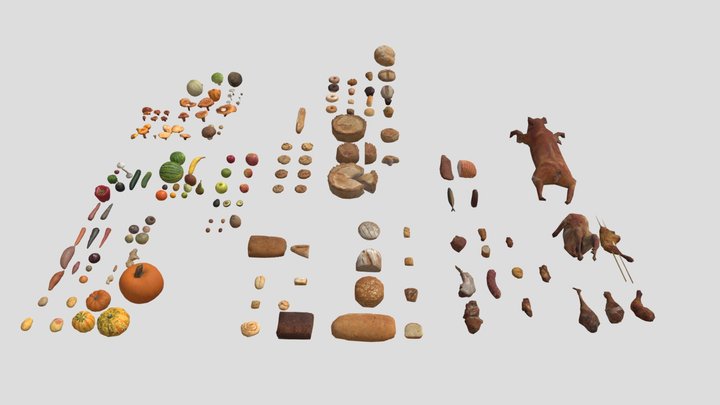 Low Poly Food Pack 3D Model