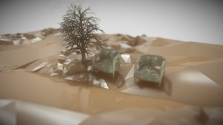 old tree and stone chairs in the forest (autumn 3D Model