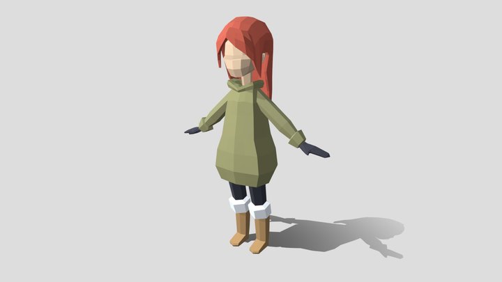 Low poly girl character 3D Model