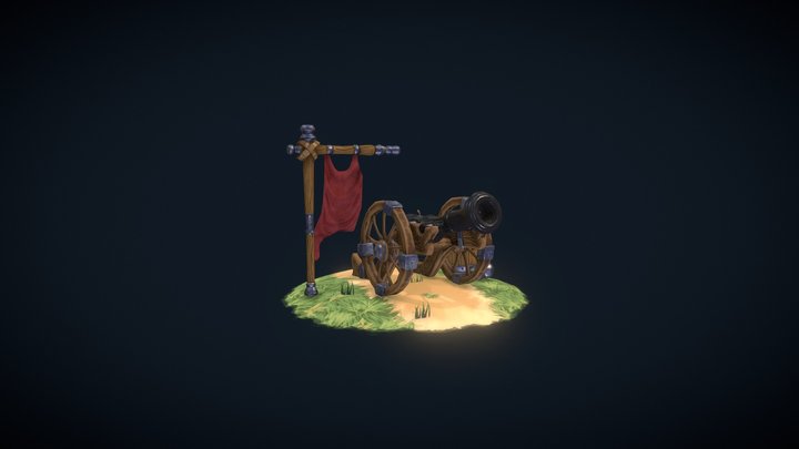 Stylized Artillery Cannon 3D Model