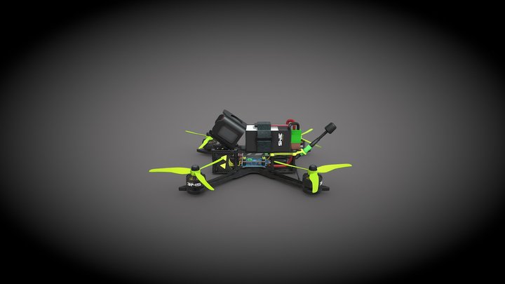Funky Analog FPV Racedrone 3D Model