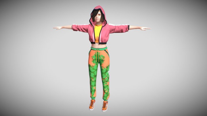 girl outfit rap 3D Model