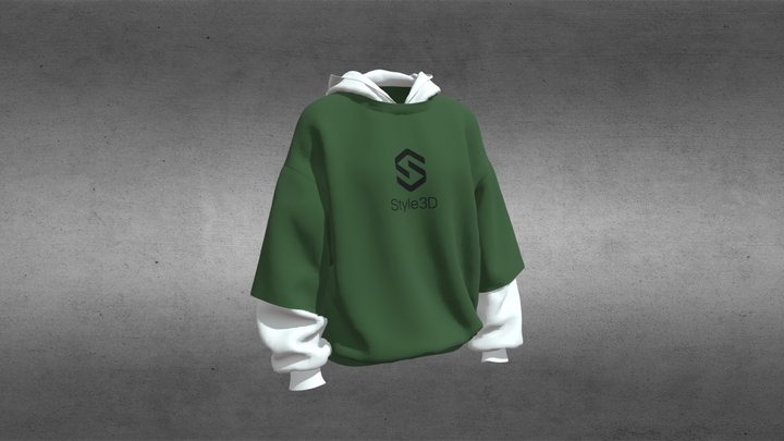 Green and white hoodie 3D Model