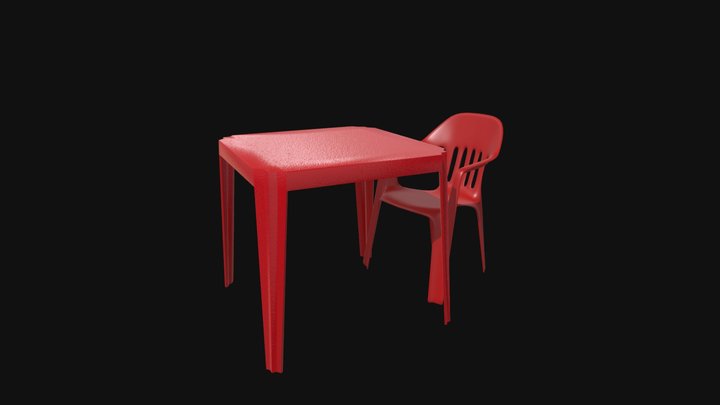 Plastic Table and Chair 3D Model