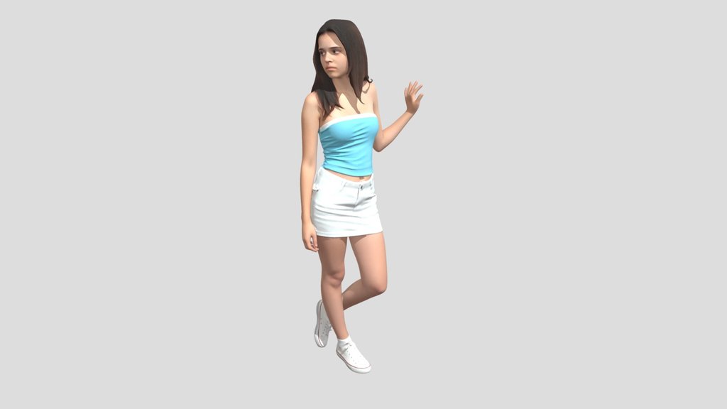 Turquoise Tube Top and White Mini Skirt