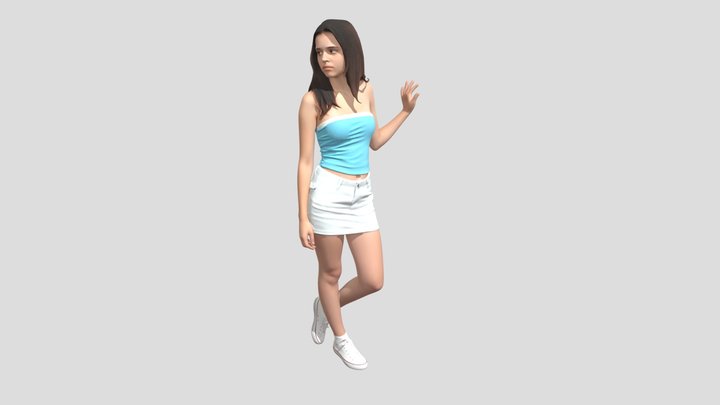 Turquoise Tube Top and White Mini Skirt – Modello 3D gratuito STL