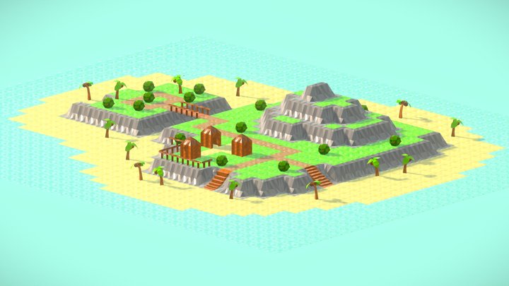 Low Poly Island Tileset 3D Model