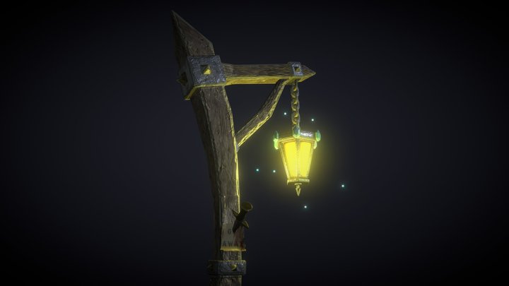 Stylized Lamppost (game ready) 3D Model
