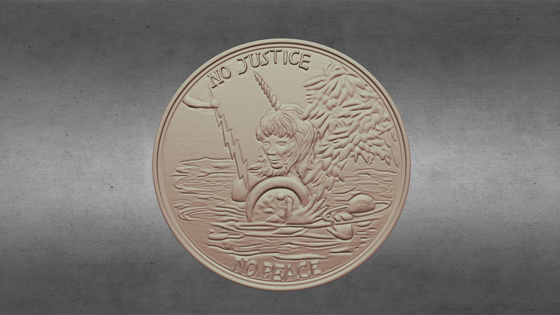 3D model Coin 2 - This is a 3D model of the Coin 2. The 3D model is about a coin with a cat on it.