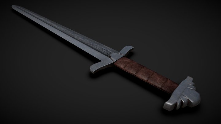 Damascus Viking Sword - Petersen Type Z. 3D Model