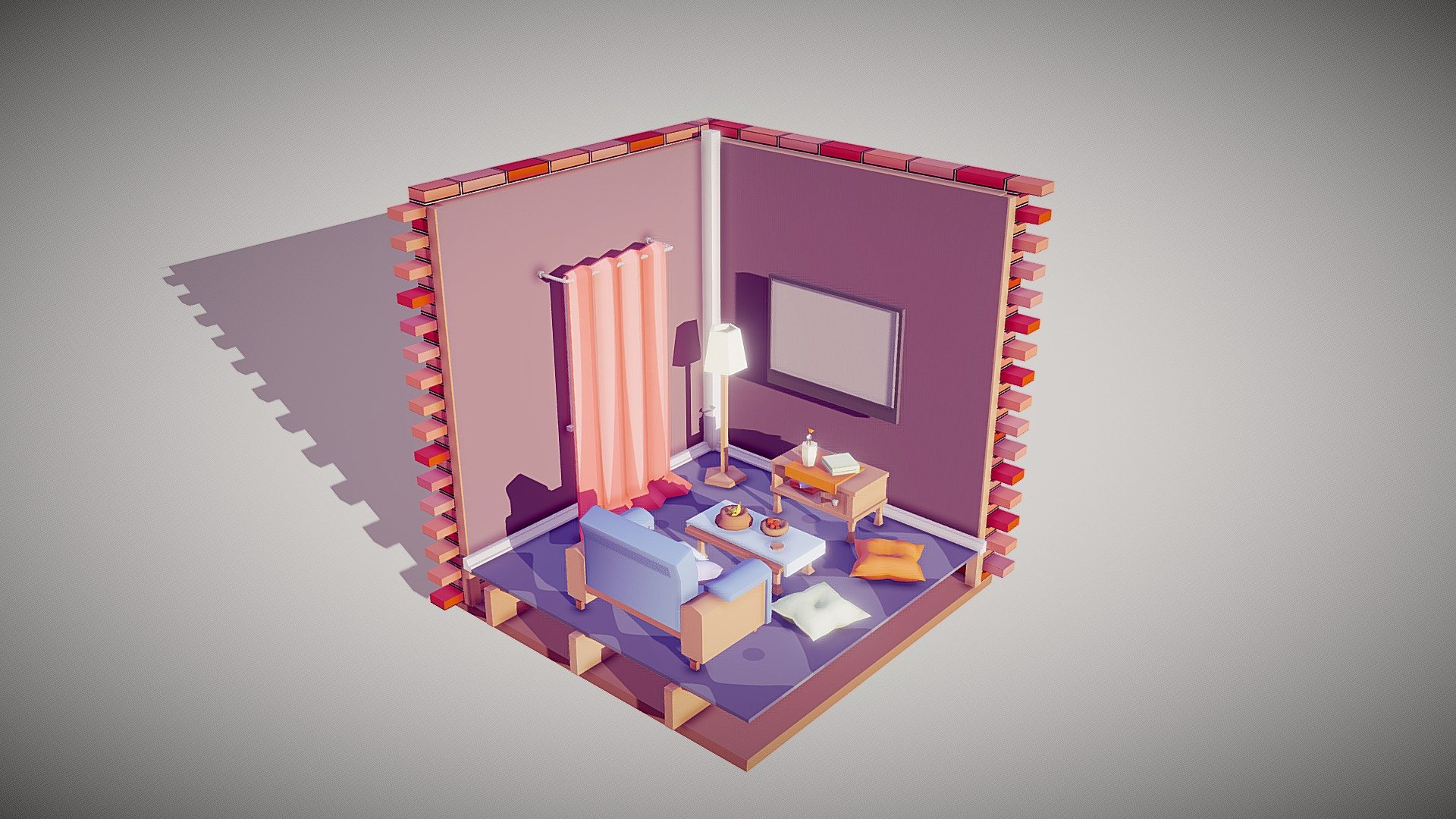 Low Poly Living Room - Download Free 3D model by Mumladze28 [af1a73d ...