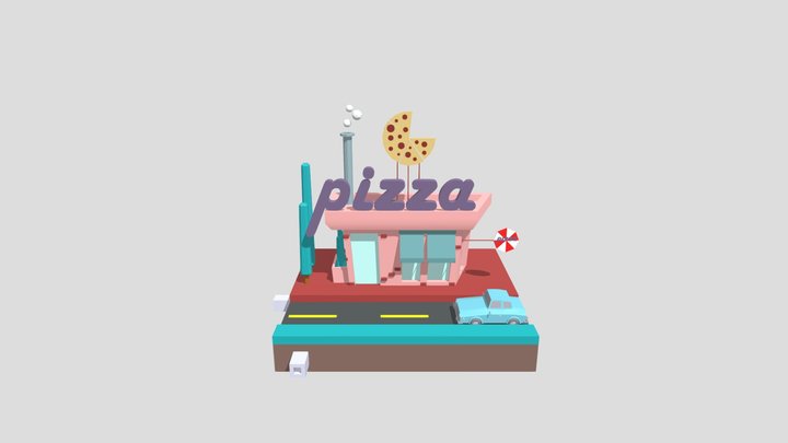 Low Poly Pizzeria 3D Model