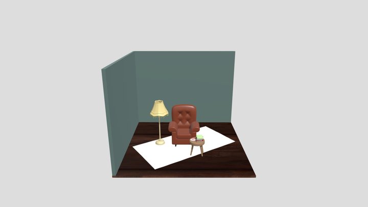 Armchair Lamp and Coffeetable 3D Model