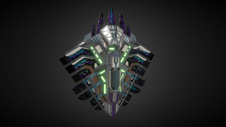 Aztec Cyberpunk Shield 2 3D Model