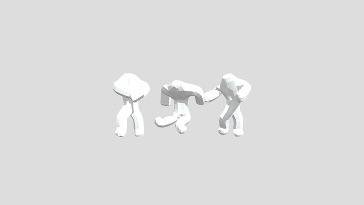 Muscular big man rigged with animation. 3D Model