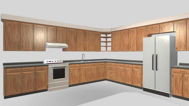 Kitchen Cabinets with Appliances 3D Model