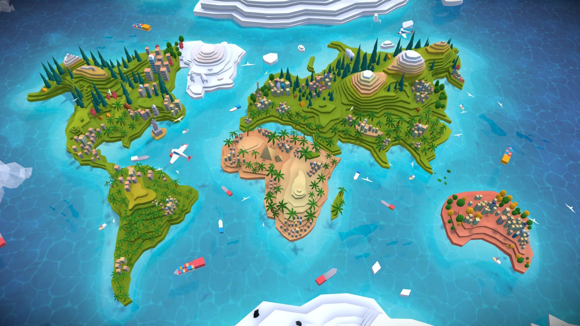 Cartoon Low Poly World Map  - Buy Royalty Free 3D model by antonmoek  (@antonmoek) [af2b724]