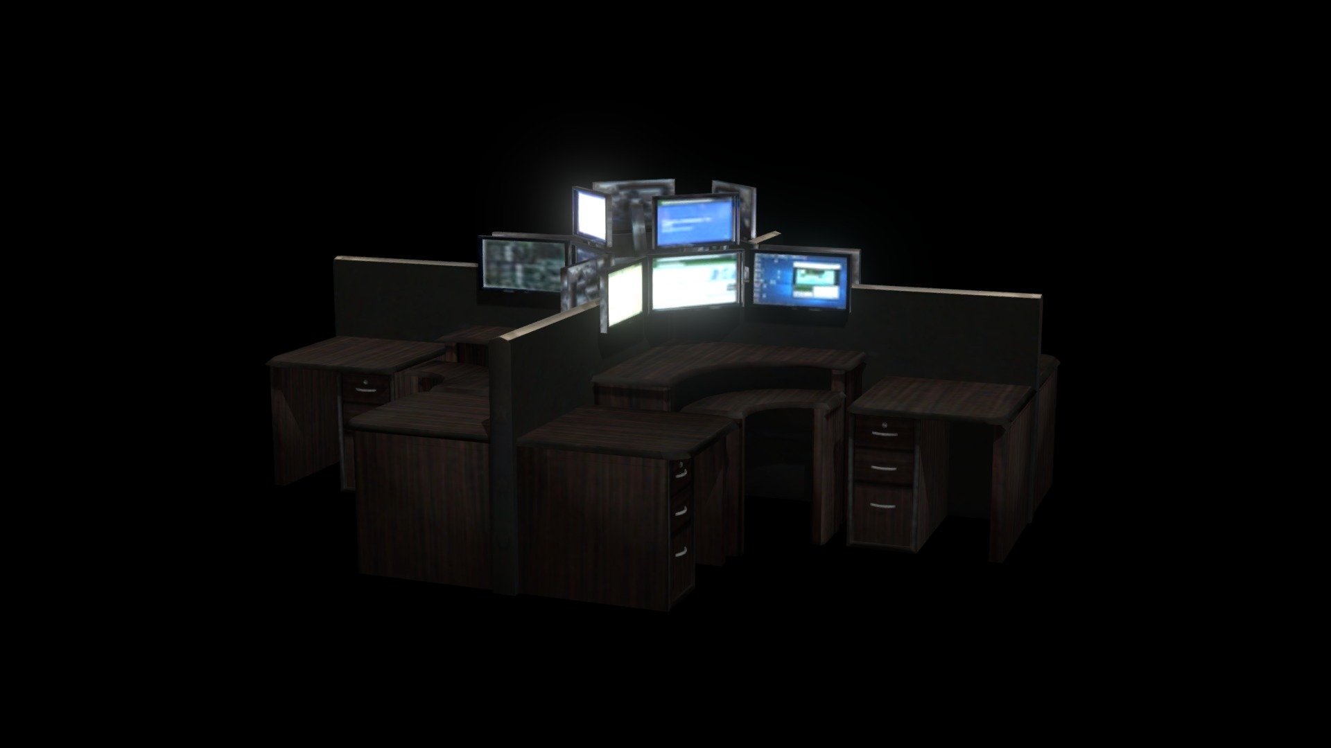 Office computer tables - Buy Royalty Free 3D model by SalHirut [af2bf29 ...