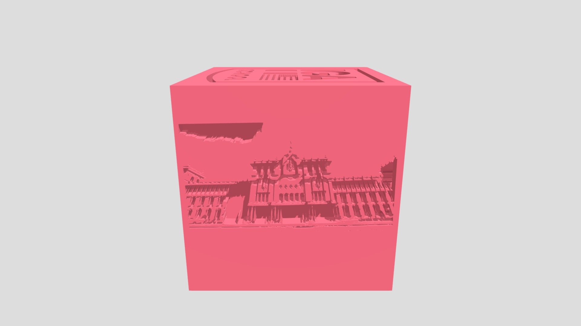 Cubo con imágenes cívicas y logo de IGA