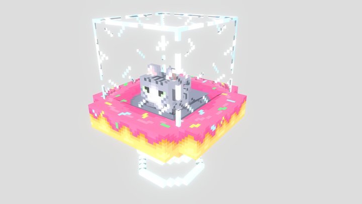 space cat on a donut 3D Model