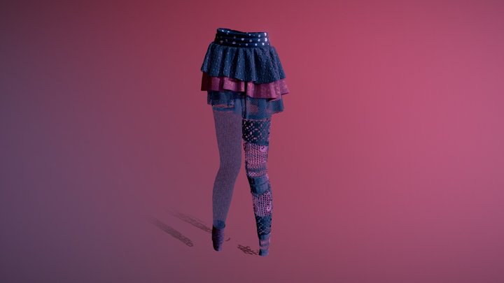 Skirt and sliced kneesocks 3D Model