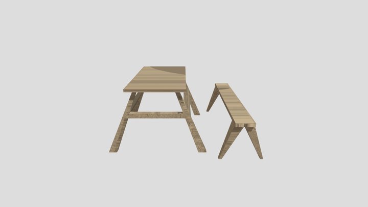 Garden Table and Bench 3D Model