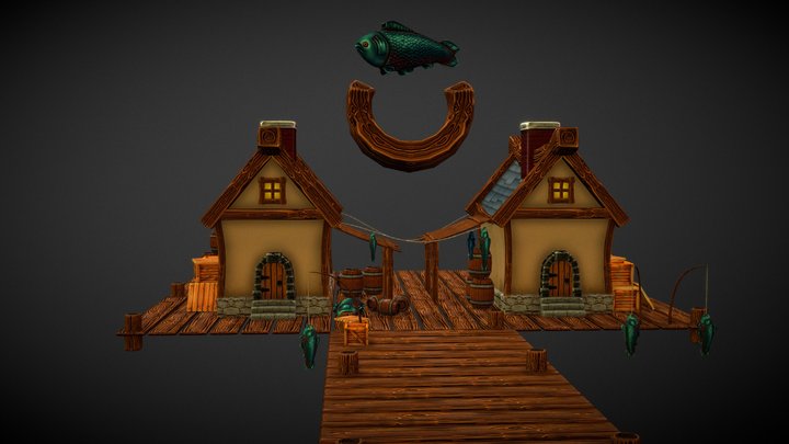 Medieval Rigged Houses 3D Model
