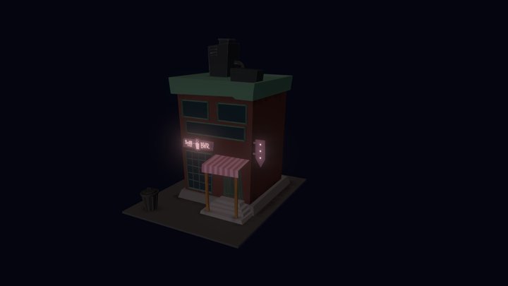 Low Poly Smoothie Bar 3D Model